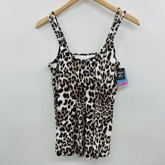 Swim Solutions Womens Size 14 Animal Printed Pleat-Front Tankini Top $78 887 - Picture 3 of 9